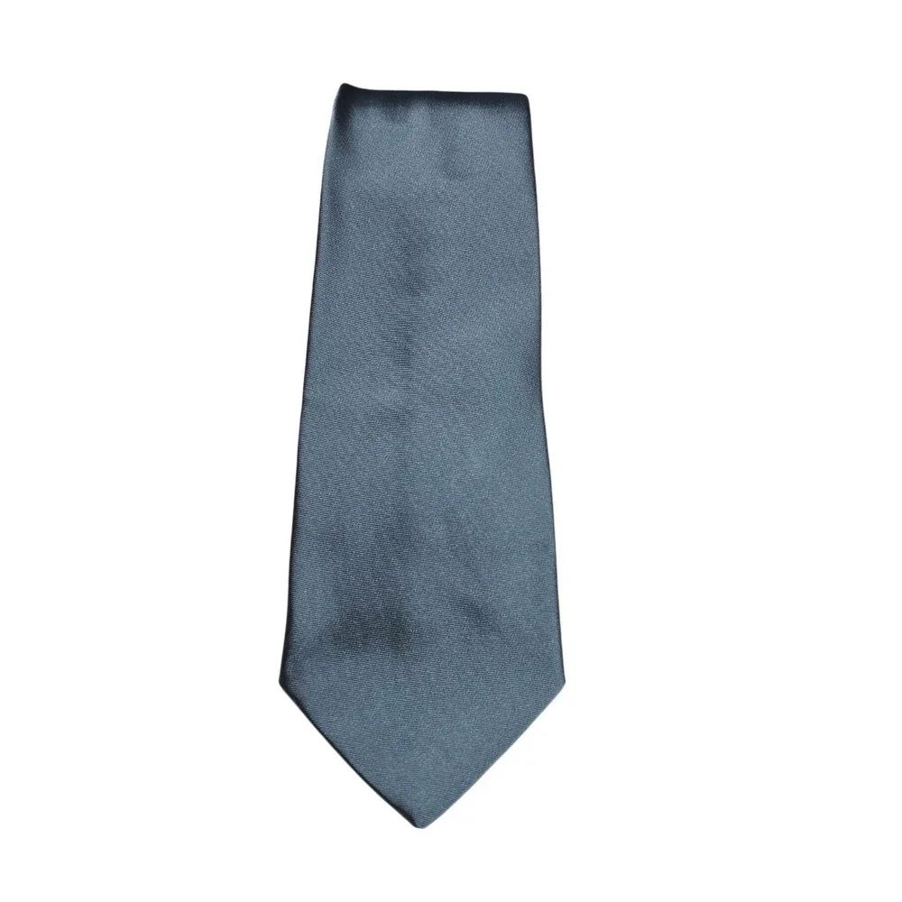 Giorgio Armani Silk Tie Mens OS Blue Solid Satin Handmade Italy Luxury Designer